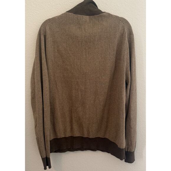 J.CREW 100% COTTON KNIT SWEATER BROWN & TAN HERRINGBONE Size XL - Picture 4 of 6